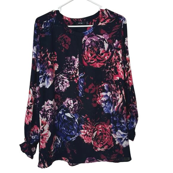 Apt 9 Women’s Floral Blouse Size 3X Flowy Office Career Dark Romantic - Picture 1 of 10